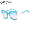 Солнцезащитные очки QPeClou 2022, большие квадратные женские брендовые дизайнерские T солнцезащитные очки, женские большие оправы, красочные оттенки, мужские солнцезащитные очки Oculos