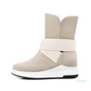 Kvinnor Vinterskor midcalf stövlar The Beige Grey Black Fashion Casual Fashion Plat Warm Woman Snow Boots