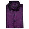 Men039s Chemises habillées BarryWang Luxe Violet Paisley Hommes Été Mode Soie Chemise Décontractée Élégant Revers Motif Manches Courtes 3668406