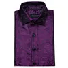 Hommes039s Chemises habillées BarryWang Luxe Violet Paisley Hommes Été Mode Soie Chemise Décontractée Élégant Revers Motif À Manches Courtes 9153906