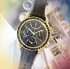 2022 Crime Premium Mens Sports Stopwatch 40mm Quartz Movement Time Clock Watch Rubber Belt Business Schweiz årliga explosioner