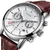 Herrklockor LIGE Top Märke Läder Chronograph Vattentät Sport Automatisk Date Quartz Watch For Herr Relogio Masculino 220526