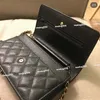 Wholesale women real leather crossbody bag caviar lattice woc desinger shoulder bag gold silver chain wallet purse mini all match cover closure 33814 low price offer