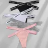 FINETOO 4PCS/Set M-XL G-string Women's Cotton Cross Strap Panties Letter Waisted Underwear Femme Thongs Sexy Hollow Out Lingerie 220426