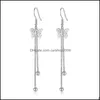 ダングルシャンデリアイヤリングジュエリーNehzy 925 Sterling sier New High Quality Woman Cubic Zirconia Pearl Retro Long Tassel Earring 2307 Q2 D