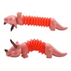 Mångsidig dinosaurie Diy Sensory Fidget Toys Poptube Twist Tubes Toy Stress Anxiety Relief Stretch Telescopic Bellows Extension Finger Strå Spring Tube Gifts