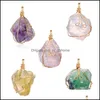 Pendants Arts Crafts Cadeaux Home Garden Natural Healing Head Crystals Stone Cobblestone Irregar Amethyst White Glauconite enroulement de soie Swe