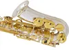 Europeisk-tillverkad avancerad EB Alto Saxophone White Copper Silver-Plated Professional E-Flat Jazz Instrument Alto Saxophone