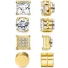 Clip-on & Screw Back Pairs Of Stainless Steel Magnetic Earrings For Men And Women Gold CZ Non-perforated Clip Set 8mmClip-on Kirs22
