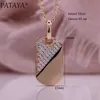 Pendant Necklaces PATAYA New Simple White Natural Zircon Oval Long Necklaces 585 Rose Gold Color Pendants Women Cute Engagement Fashion Jewelry G230206