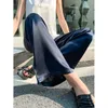 Имитация шелковых атласных штанов для ног Женские летние горы высокая талия жемчужные шелковистые легкие брюки роскошные 220725