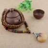 Pendant Necklaces Faroonee Handmade Wooden Bodhi Beaded Long Necklace Ethnic Chinese Style Bring Lucky Chains For Unisex Women JewelryPendan