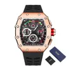 2022 PINTIME Fashion Watch Top Brand Luxury Yellow Silicone Strap Sport Chronograph Quartz Wristwatch for Men