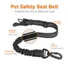 Hundkragar Leashes Bilstolsbälte Nylon Säkerhetsbälte för Slitstarkt reflekterande Bungee Leash Vehicle Små Medium Stora Hundar