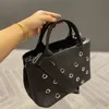 New Canvas tote shopping bags black white Plain women's fashion totes bags Hollow out Triangle Mommy shoulder bag Commuter handbags