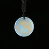 Synthetic Opal 12 Constellations Charm Pendant Necklace Handmade Engraving 12 Constellation Symbol Pendant Reiki Healing Stone Astrology Divination Jewelry