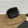 TZ Women's Vinatge Bags الكلاسيكية مصغرة الكاميرا Lambbskin Bag Gold Metalware Matelasse Chain Crossbody Ssoche حقائب مصممة كبيرة السعة 18 سم