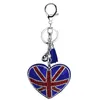 Fashion Diamond Set Velvet USA UK Flag Keychain For Men Women Peach Heart Keychains Pendant Luggage Car Key Rings Jewelry Gift Accessories