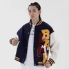 Men's Jackets Hip Hop Bomber Jacket Men Baseball Patchwork Color Block Mens Harajuku Streetwear Letter Print Coat Women UnisexMen's