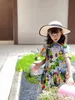 high quality Kids Girls Short Sleeve Dresses Summer Baby Girl Flower Print Dress Fashion Children Tutu 214Y11343472603263