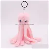 Key Rings Jewelry Faux Rabbit Fur Pompom Ring Octopus Plush Doll Keyfobs Animal Fluffy Keychains Fashion Women Handbag Pendant Jew Dhavk