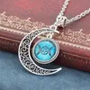 Chain Silver Triple Moon Goddess Pendant Black Wiccan Jewely Moon Goddess Necklace Glass Dome Pentagram Choker Halsband Women303s