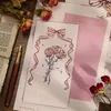 Confezione regalo 6 pezzi Busta rosa romantica Carta messaggio Lettera Set Ins Stile Carta regalo stazionaria semplice regalo