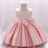 Big Bow Dresses Kids Tutu Toddler Birthday Party Wedding Christmas Clothing Princess Flower Baby Girls kläder 220426