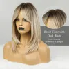 Destaque reto de destaque sintético Bangs ombre Brown Blonde Party Daily Women Hair