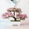 Dekorativa blommor kransar konstgjorda växter bonsai liten trädkruka falsk växt för heminredning rum bord gardenendecorative