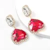 Simple Metal Rhinestone Glass Heart Earrings Party Fashion Dangle Earrings Women's Statement Earring