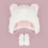 Cappello in pelliccia sintetica per feste Inverno Cat Ear Fuzzy Warmer Moto Sci Furry Earflap Cap Cosplasy Puntelli Nero Bianco