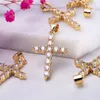 Pendant Necklaces 5pcs Cubic Zirconia Crucifix Cross Charms Gold Metal Pendants 26.5x17.5mm For Bracelets Earrings Necklace Keychain Jewelry