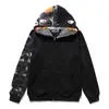 Shark jacket Pure cotton hoodie Double Hat series designer brand Glow-in-the dark Camo Hooded male and female student couple Hip hop18GE