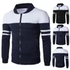 Men's Jackets Stylish Plus Size Men Jacket Spring Coat Pockets Thermal Stand Collar Patchwork