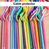 Audio Cables 60cm Colors Data Cable Protective Sleeve Spring twine USB Charging earphone Case Cover Bobbin winder