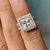 Meisidian Design Moissanites 6 Princess 14k Сплошное желтое золото обручальное бриллиантовое кольцо