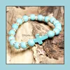 Beaded Strands Bracelets Jewelry Fashion 8Mm Lava Stone Turquoise Beads Cross Bracelet Diy Aromatherapy Essential Oil Diffuser For Women Me