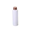 Emballage vide Bouteille en plastique blanche épaule plate PET couvercle à vis en aluminium or rose avec bouchon intérieur récipient d'emballage portable cosmétique rechargeable 80 ml 100 ml 120 ml