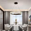 펜던트 램프 창조적 인 현대식 LED 조명 거실 식당 침실 흰색 또는 검은 데코 램프 비품 90-260Vpendant