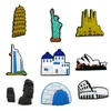 MOQ 100st Staty of Liberty Famous Croc Charms 2D Soft Rubber Famous Architecture Series Shoes Buckles Accessories Shoe Charm Dekorationer Fit Sandals Armband