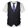 Men's T-Shirts 3D T Shirt Funny Fake Suit Tuxedo Bow Tie Printed Shirts Men Summer Fashion Short Sleeve Streetwear Vest Tshirt