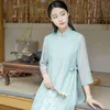 Vêtements ethniques été style chinois longues robes cheongsam améliorées simple élégant tempérament rétro haut de gamme jeune fille robe qipao femmes