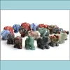 Konst och hantverk Arts Gifts Home Garden 15 tum Small Size Elephant Staty Natural Chakra Stone Carved Crystal Reiki Healing ANI4920861