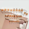 False Nails 24PCS Orange Halo Staining Fake Press On Nail With Star Heart Full Cover Finished For Women & Girls Prud22