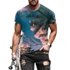 夏のメンズTシャツ3Dプリントコミックランドスケープストリートウェアカジュアルトレンド特大のファッショントレンドトップハラジュクTシャツ220607