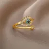 Lucky peru azul mau olho banda anéis senhoras aberto ajustável anéis de aço inoxidável 2022 tendência casamento casal jóias presente ab7363162