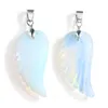 Pendentif Colliers Quartz Rose Naturel Pierre Colorée Aile D'ange Cristal De Roche Charme Pour Opalite Opale Décoration De Mariage BijouxPendentif Sidn22