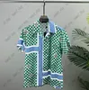 2022 estate Europa camicie da uomo designer di lusso abbigliamento uomo Green Grid stampa camicia casual Cool Hip hop lettera manica corta Printin242W