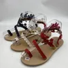 Sandalet Beyaz Dantel Kadınlar Düz Plaj Ayakkabıları Artı Yaz Moda Ayakkabı Düğün Zapatos De Mujer Kadın Sandalssandals